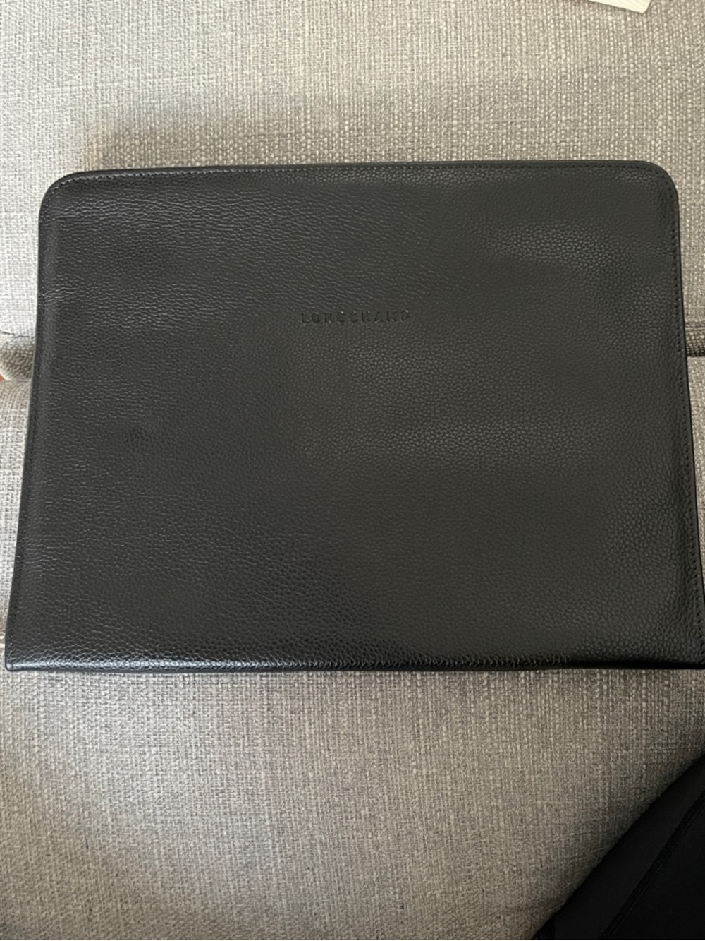 Longchamp Black Leather Document Sleeve